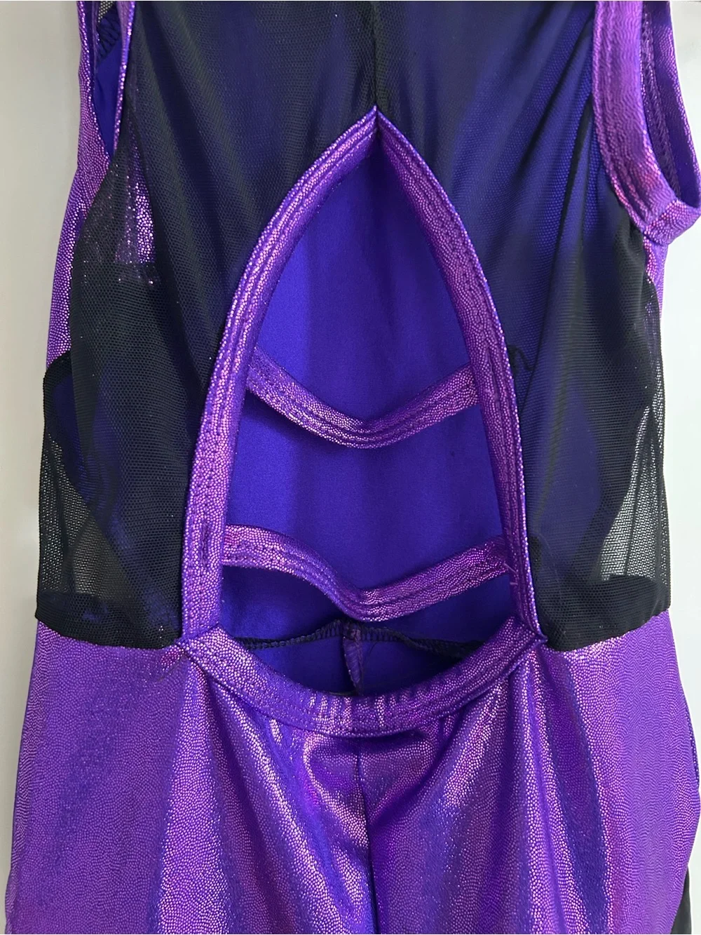 Metallic “ My Vibe” Purple Gymnastics Leotard with Matching Headband - Size SC